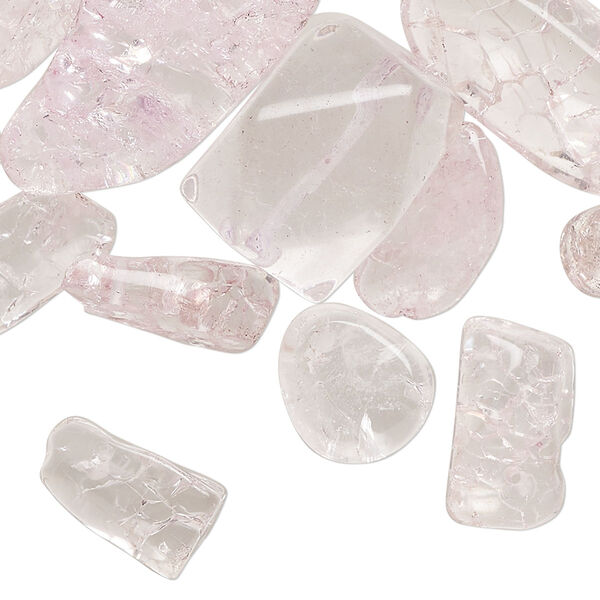 Bead mix, crackle glass, translucent pink, small to large chip. Sold per 4-ounce pkg. image number 0
