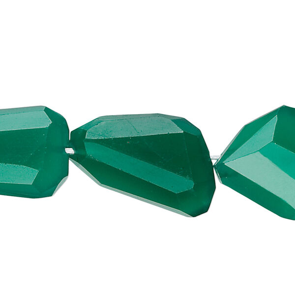 Green agate 1pkg10, hand-cut tumbled faceted freeform bead 21x15mm-23x18mm image number 0