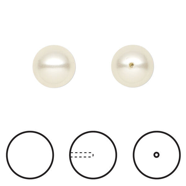 Pearl 100pk cream, Swarovski® 10mm half-drilled round 5818 image number 0