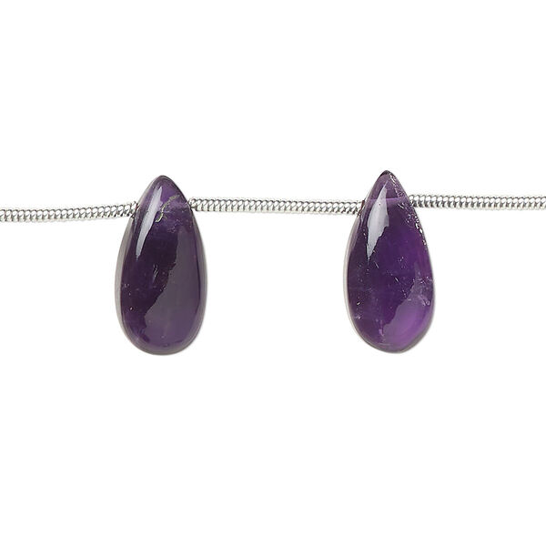 Amethyst 1pkg12, hand-cut side-drilled puffed teardrop bead natural 15x7mm image number 0