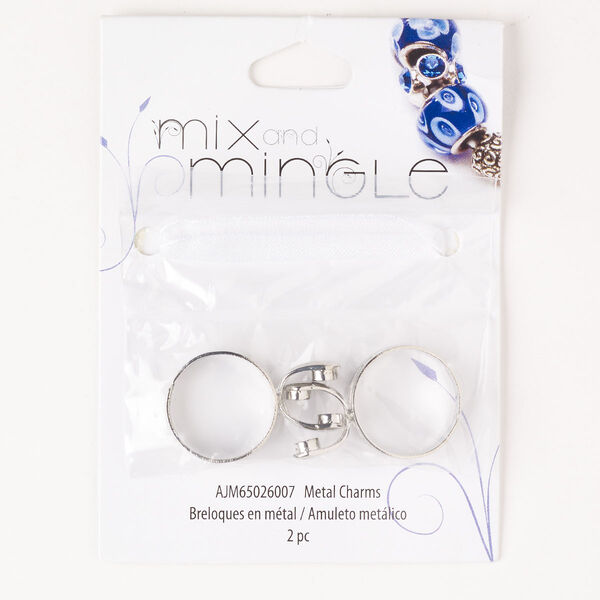Ring, steel, pkg/2, silver finish, 7.5mm adjustable with a 6.5mm grip length setting. image number 0