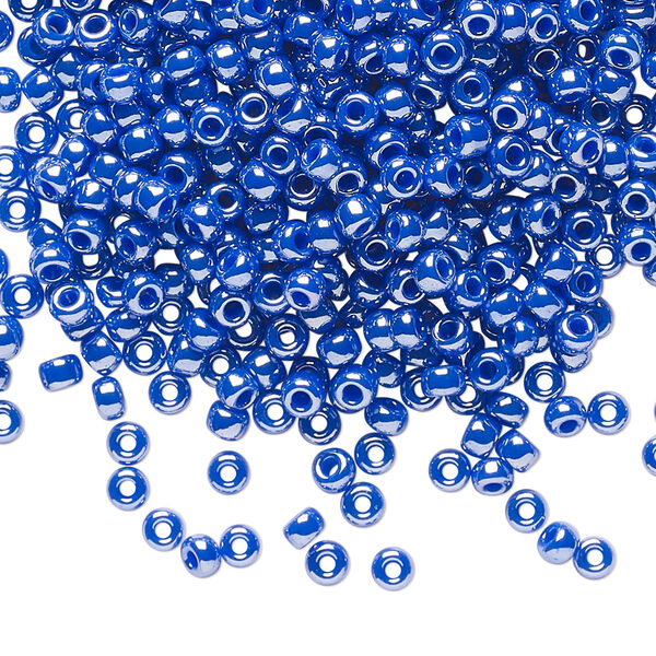 Seed bead, Miyuki, glass, pkg/50g, #8 rocaille, opaque luster cyan blue, (RR-432). image number 0