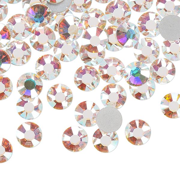 Flat back, Dance With Me™ crystal rhinestone, crystal AB, foil back, 6.32-6.5mm rose, SS30. Sold per pkg of 48. image number 0