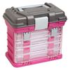 Tote, Plano® Creative Options, plastic, clear, pink, light grey and dark grey, 11 x 7-1/4 x 10 inches. Sold individually. image number 1