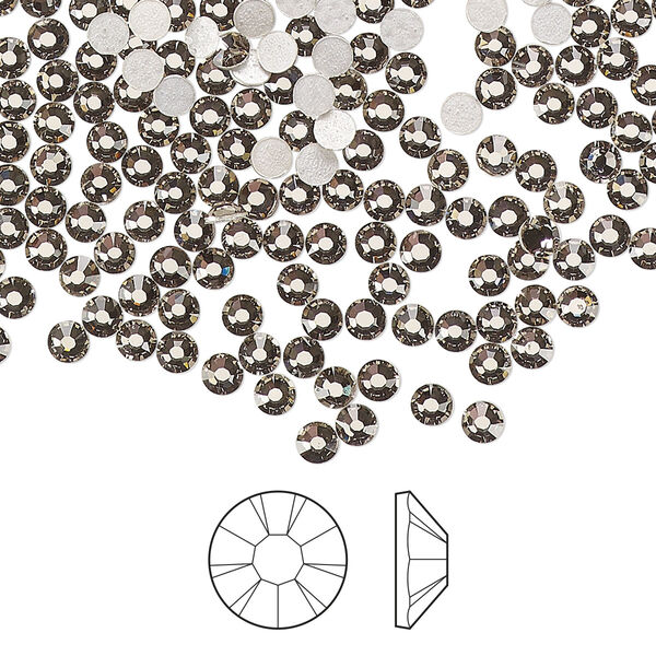 Flat back 1440pk black diamond foil back, Preciosa MAXIMA Czech crystal hotfix rhinestone 2.7-2.9mm chaton rose round SS10 image number 0