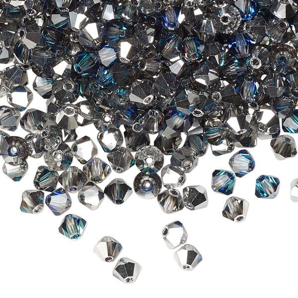 Bead 48pk crystal Bermuda blue, Preciosa Czech crystal 4mm bicone image number 0