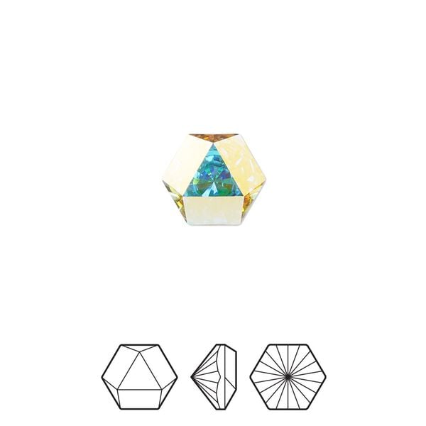 Fancy stone 2pk crystal AB foil back, Crystal Passions® 10.8x9.4mm prismatic hexagon 4699 image number 0
