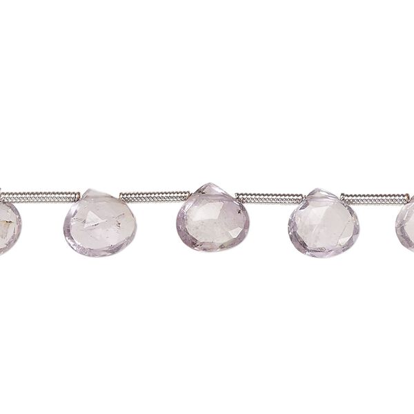 Amethyst 1pkg6, hand-cut top-drilled faceted puffed teardrop bead natural graduated 5-8mm image number 0
