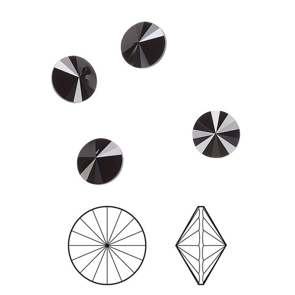 Chaton 12pk jet, Crystal Passions® 7.07-7.27mm rivoli SS34 1122 image number 0