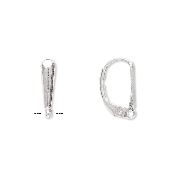 Ear wire, sterling silver, 15mm leverback with 12x4mm plain shield and closed loop. Sold per pair. image number 0