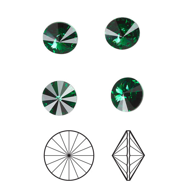 Chaton 8pk majestic green foil back, Crystal Passions® 8.16-8.41mm rivoli SS39 1122 image number 0