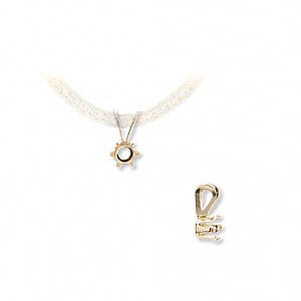 Pendant, Snap-Tite®, 14Kt gold, 4mm 6-prong round setting. Sold individually. image number 0