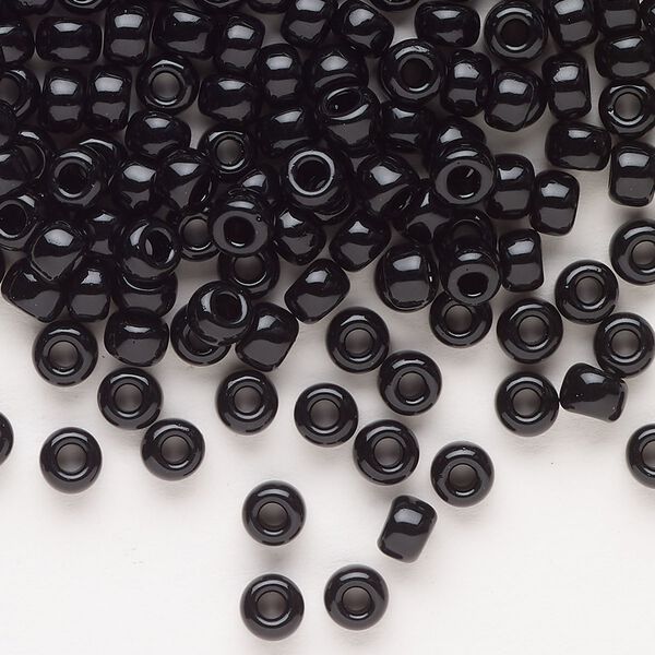 Seed bead, Miyuki, glass, pkg/25g, #6 rocaille, opaque black, (RR-401). image number 0