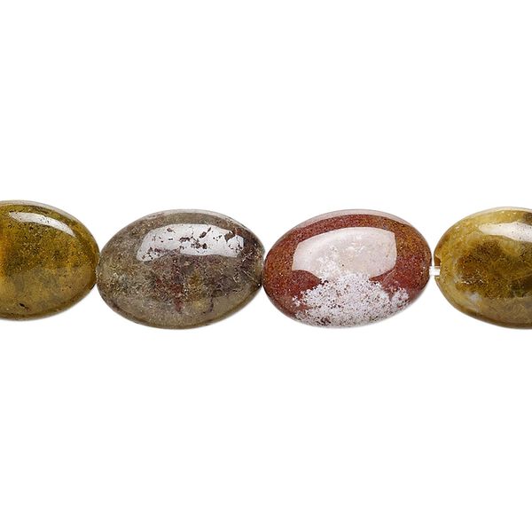 Ocean jasper 1pkg1, flat oval bead natural 15.5-16 inch 14x10mm image number 0