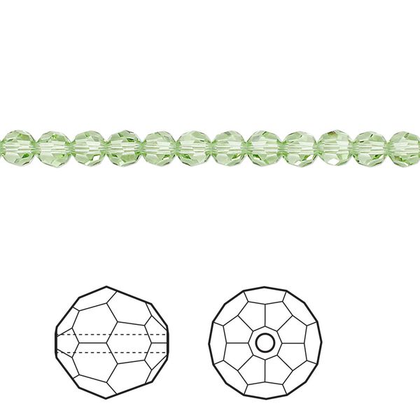 Bead 720pk peridot, Swarovski® 4mm round 5000 image number 0