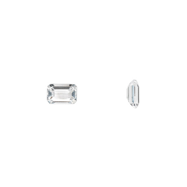 White topaz 1pkg2, hand-cut faceted emerald-cut gem natural A grade, 6x4mm image number 0