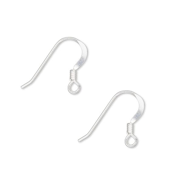 Ear wire fishhook 1pkg200 sterling silver-filled, 14mm flat / 2mm coil / open loop, 22 gauge 100 pair image number 0