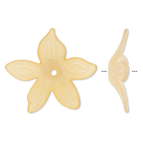 Component, acrylic, frosted orange, 25x5mm flower. Sold per pkg of 50. image number 0