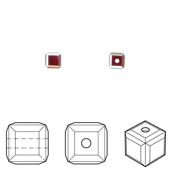 Bead 12pk Siam AB, Crystal Passions® 4mm cube 5601 image number 0