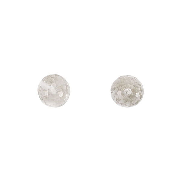 Quartz crystal 1pkg2, hand-cut half-drilled faceted round bead natural 8mm image number 0
