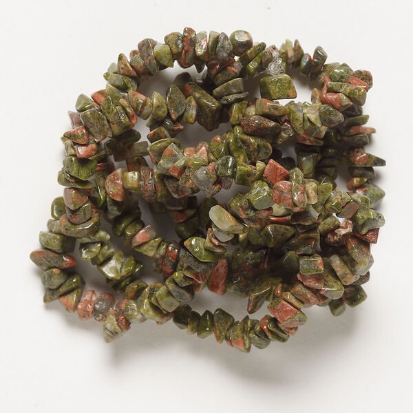 Unakite 1pkg1, chip bead natural 32 inch small to large image number 0