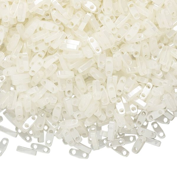 Seed bead, TILA®, glass, pkg/250g, 5x1.2mm quarter tila rectangle, translucent opal, (QTL-512). image number 0