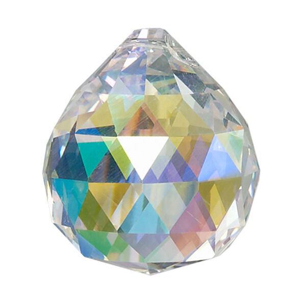 Suncatcher 1pk clear AB, Asfour Crystal 35x30mm top-drilled faceted round teardrop image number 0