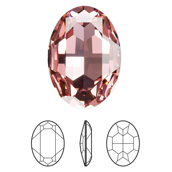 Fancy stone 1pk light rose foil back, Crystal Passions® 30x22mm oval 4127 image number 0