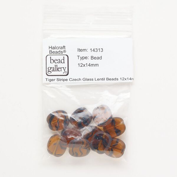 Bead, glass, translucent tortoise, 13x11mm rounded rectangle. Sold per pkg of 10. image number 0