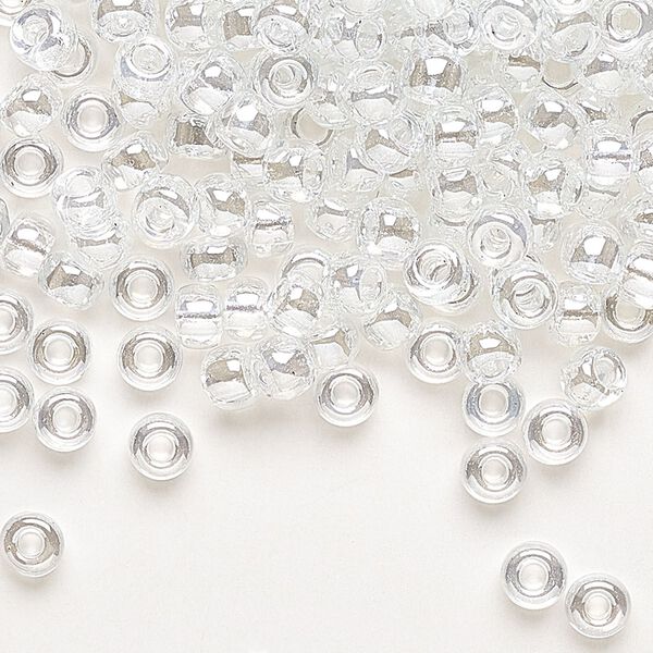 Seed bead, Miyuki, glass, pkg/25g, #6 rocaille, translucent luster crystal clear, (RR-160). image number 0
