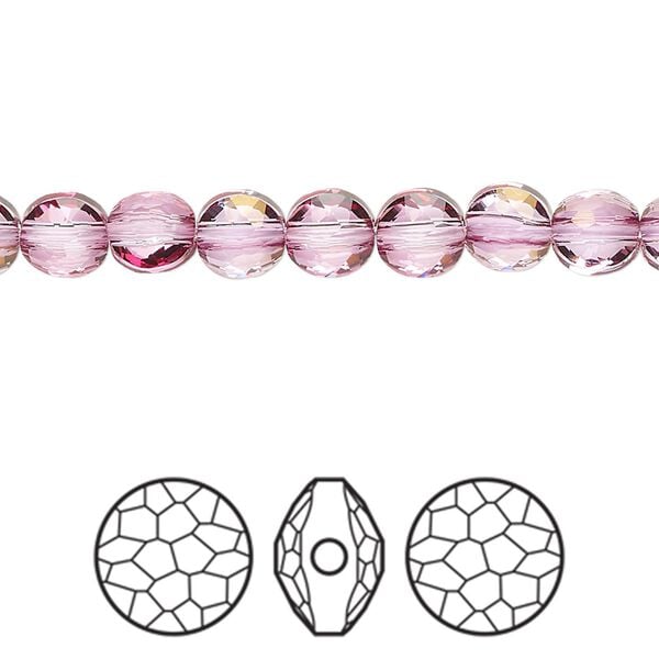 Bead 4pk dark rose, Crystal Passions® 6mm puffed round 5034 image number 0