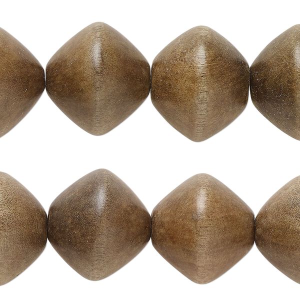 Bead, wood (waxed), 18x16mm-20x19mm bicone. Sold per pkg of (2) 7-inch strands, approximately 20 beads. image number 0
