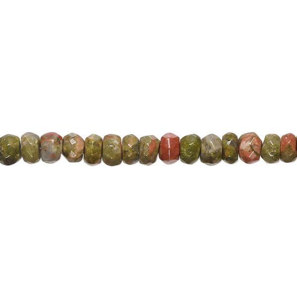 Unakite 1pkg1, hand-cut faceted rondelle bead natural 8 inch 4x2mm-5x4mm image number 0