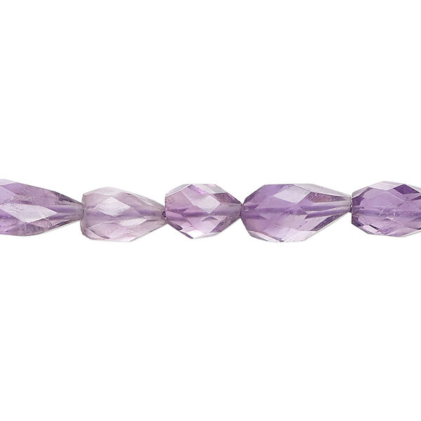 Amethyst 1pkg1, hand-cut faceted teardrop bead natural 14 inch 7x5mm-13x6mm image number 0