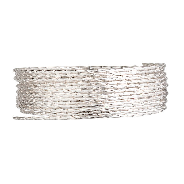 Wire, sterling silver, half-hard, twisted round, 19 gauge. Sold per pkg of 5 feet. image number 0