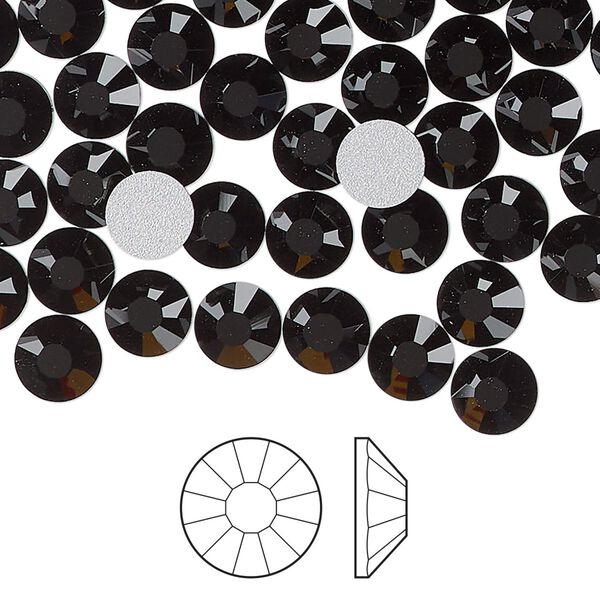 Flat back 24pk jet foil back, Preciosa Viva 12® Czech crystal rhinestone 6.3-6.5mm chaton rose round SS30 image number 0