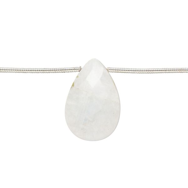Rainbow moonstone 1pkg6, hand-cut top-drilled faceted puffed teardrop bead natural 17x10mm-20x13mm image number 0