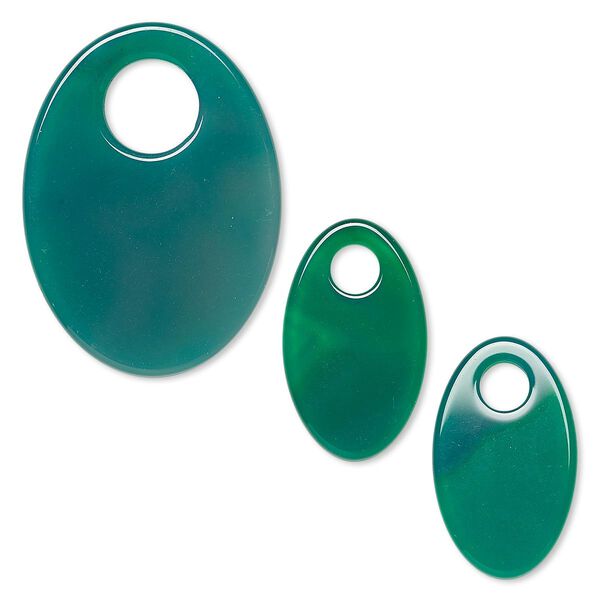 Green agate 1pkg3, oval go-go drop 38x26mm / 26x16mm image number 0