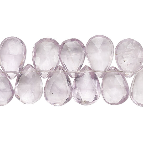 Lavender amethyst 1pkg1, hand-cut top-drilled faceted puffed teardrop bead natural 4 inch 12x9mm-14x10mm image number 0