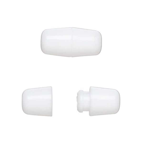 Clasp, breakaway, polyoxymethylene, white, 18.5x9mm barrel. Sold per pkg of 50. image number 0