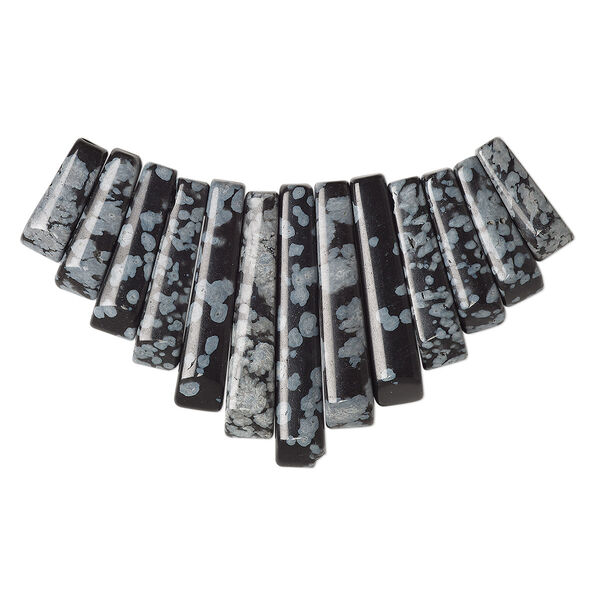 Snowflake obsidian 1pkg13, fan focal natural B grade, 26x10-mm29x12mm image number 0