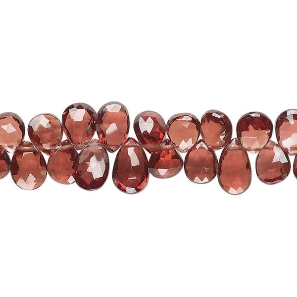 Garnet / rhodolite garnet 1pkg1, hand-cut top-drilled faceted puffed teardrop bead natural 8 inch 6x5mm-9x6mm image number 0