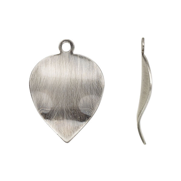 Drop, antique silver-plated steel, 23x18mm wavy leaf. Sold per pkg of 10. image number 0