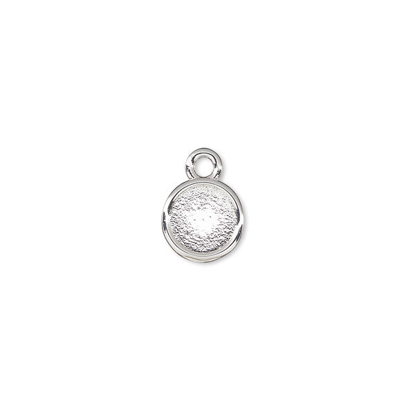 Drop, Almost Instant Jewelry®, silver-plated "pewter" (zinc-based alloy), 9mm flat round with SS34 rose setting. Sold per pkg of 2. image number 0