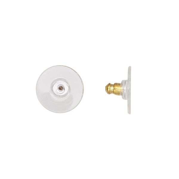 Earnut 1pkg100 gold-plated, 11x6mm comfort clutch, aluminum / acrylic clear 50 pair image number 0