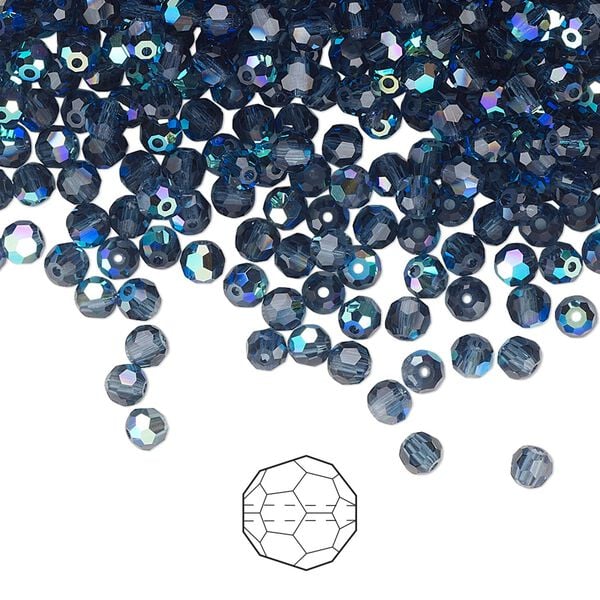 Bead 144pk Montana AB, Preciosa Czech crystal 3mm round image number 0