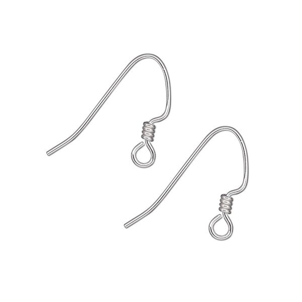 Ear wire, sterling silver-filled, 18mm angular fishhook with 2.5mm coil and open loop, 20 gauge. Sold per pkg of 100 pairs. image number 0
