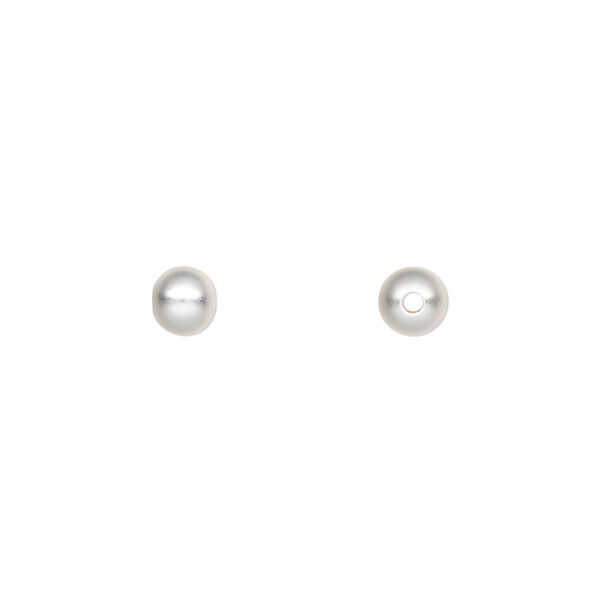 Bead, silver-plated brass with satin finish, 5mm round. Sold per pkg of 10. image number 0