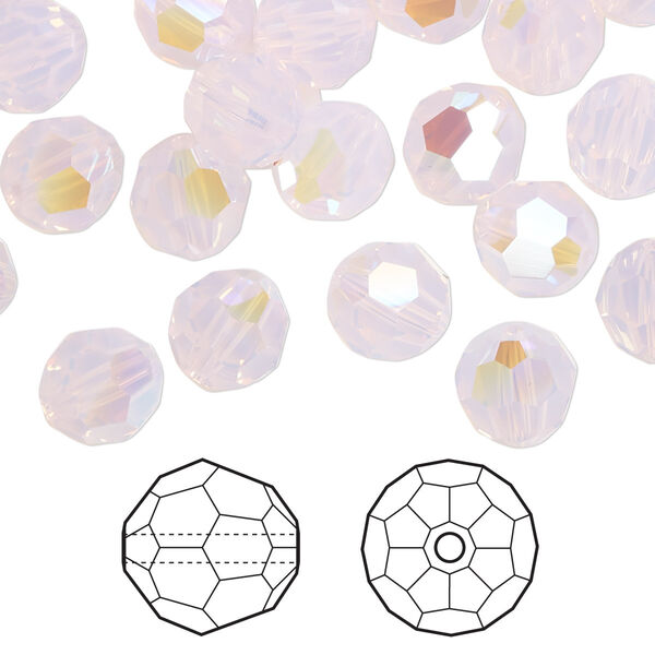Bead 288pk rose water opal shimmer, Swarovski® 8mm round 5000 image number 0