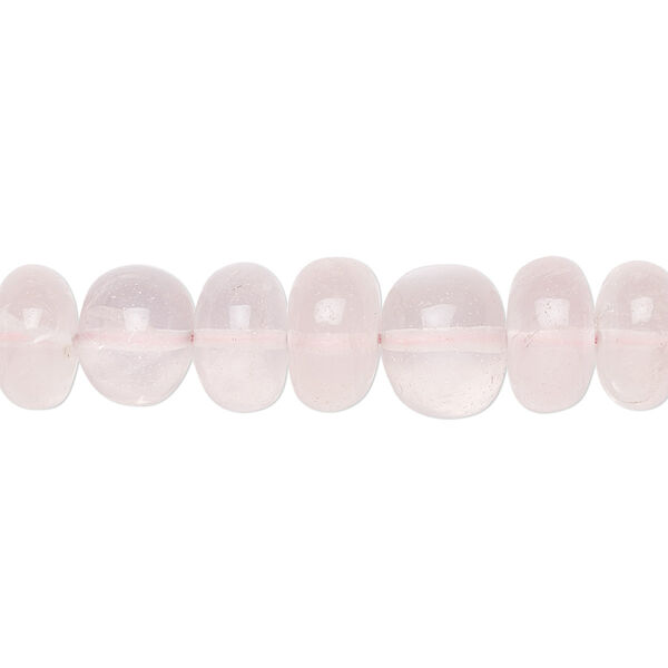 Bead, rose quartz (natural), 6x3mm-10x8mm graduated hand-cut rondelle with 0.4mm-1.4mm hole, B+ grade, Mohs hardness 7. Sold per 15" to 16" strand. image number 0
